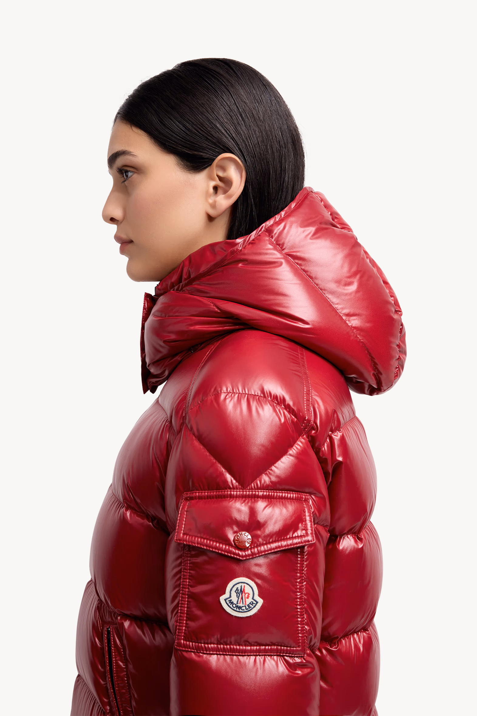 Maire Hooded Short Down Jacket Women Burgundy Moncler 4